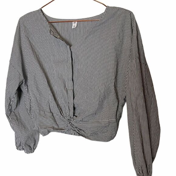 EUC BP Striped Long Sleeve Crop Top Blouse Small - Picture 1 of 4